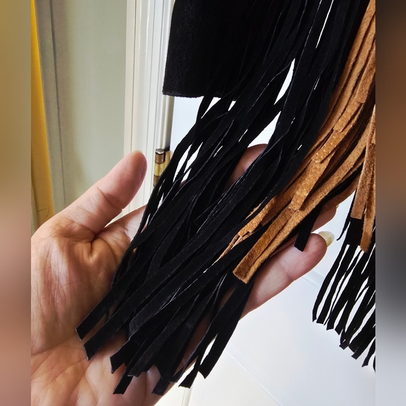 3B West vintage Fringe leather jacket Bone Bead Studs DD Western Wear Size Large - Picture 7 of 13